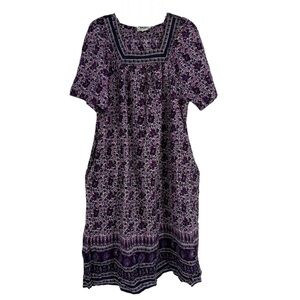 Expressions Catalog BOHO COTTON Lounge Muumuu House Patio Dress Size L Floral